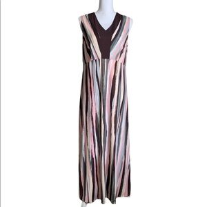 Bob Mackie Mutlicolored V-neck Sleeveless Long Maxi Dress Size Small